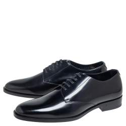 Saint Laurent Black Leather Montaigne Lace Up Derby Size 44.5