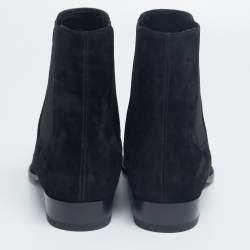 Saint Laurent Black Suede Wyatt Chelsea Ankle Boots Size 45