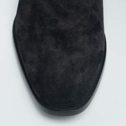Saint Laurent Black Suede Wyatt Chelsea Ankle Boots Size 45