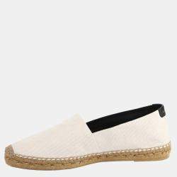 Saint Laurent Paris White Embroidered Canvas Espadrilles Size EU 43