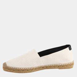 Saint Laurent Paris White Embroidered Canvas Espadrilles Size EU 43