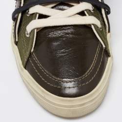 Saint Laurent Olive Green Canvas And Leather High Top Sneakers Size 40
