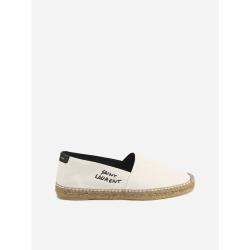 Saint Laurent Beige Canvas Embroidered Espadrilles EU 44.5
