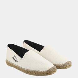 Saint Laurent Beige Canvas Embroidered Espadrilles EU 44.5