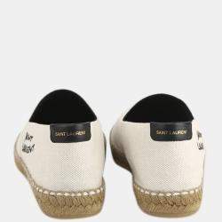 Saint Laurent Beige Canvas Embroidered Espadrilles EU 44.5