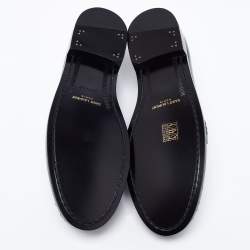 Saint Laurent Black Leather Monogram Penny Loafers Size 43