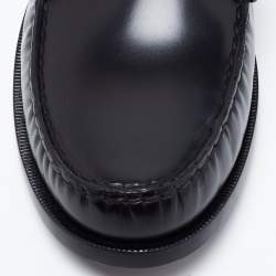 Saint Laurent Black Leather Monogram Penny Loafers Size 43