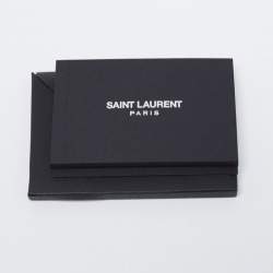 Saint Laurent Black Leather Monogram Penny Loafers Size 43