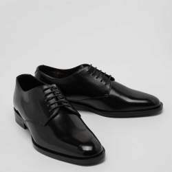 Saint Laurent Black Patent Leather Montaigne Lace Up Derby Size 41.5