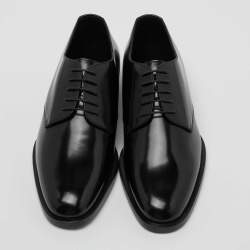 Saint Laurent Black Patent Leather Montaigne Lace Up Derby Size 41.5