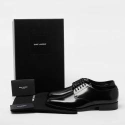 Pre Owned Saint Laurent Black Patent Leather Montaigne Lace Up Derby Size 39.5