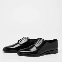 Pre Owned Saint Laurent Black Patent Leather Montaigne Lace Up Derby Size 39.5