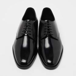 Pre Owned Saint Laurent Black Patent Leather Montaigne Lace Up Derby Size 39.5