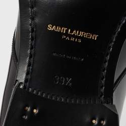 Pre Owned Saint Laurent Black Patent Leather Montaigne Lace Up Derby Size 39.5