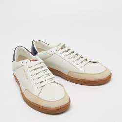 مملوكة مسبقًا Saint Laurent Tricolor Perforated Leather and Suede Court Classic Low Top Sneakers Size 45