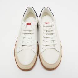 مملوكة مسبقًا Saint Laurent Tricolor Perforated Leather and Suede Court Classic Low Top Sneakers Size 45