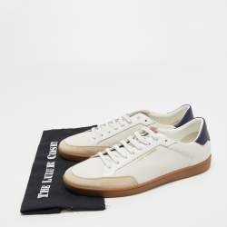 مملوكة مسبقًا Saint Laurent Tricolor Perforated Leather and Suede Court Classic Low Top Sneakers Size 45