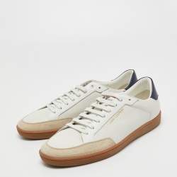 مملوكة مسبقًا Saint Laurent Tricolor Perforated Leather and Suede Court Classic Low Top Sneakers Size 45