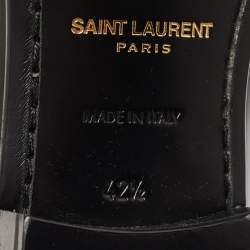 Saint Laurent Black Glossy Leather Zip Ankle Boots Size 42.5