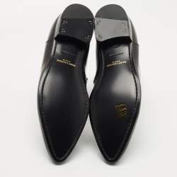 Saint Laurent Black Glossy Leather Zip Ankle Boots Size 42.5
