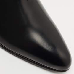 Saint Laurent Black Glossy Leather Zip Ankle Boots Size 42.5