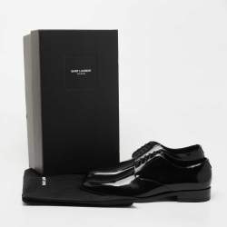 Saint Laurent Black Glossy Leather Montaigne Derby Size 42.5