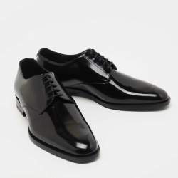 Saint Laurent Black Glossy Leather Montaigne Derby Size 42.5