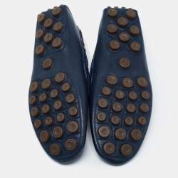 Pre Owned Saint Laurent Navy Blue Leather Penny Loafers Size 39