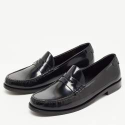 Saint Laurent Black Leather Slip On Loafers Size 43.5