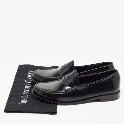 Saint Laurent Black Leather Slip On Loafers Size 43.5