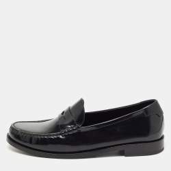 Saint Laurent Black Leather Slip On Loafers Size 43.5
