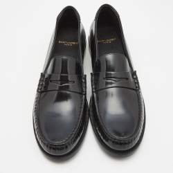 Saint Laurent Black Leather Penny Loafers Size 43.5