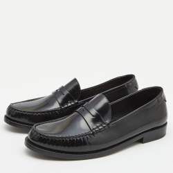 Saint Laurent Black Leather Penny Loafers Size 43.5