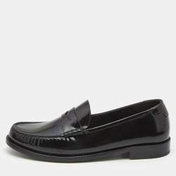Saint Laurent Black Leather Penny Loafers Size 43.5