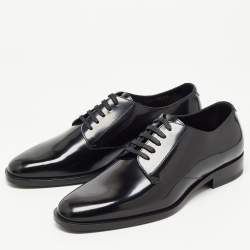 Pre Owned Saint Laurent Black Leather Lace Up Oxfords Size 43