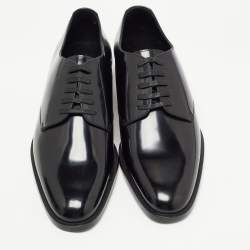 Pre Owned Saint Laurent Black Leather Lace Up Oxfords Size 43