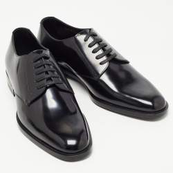 Pre Owned Saint Laurent Black Leather Lace Up Oxfords Size 43