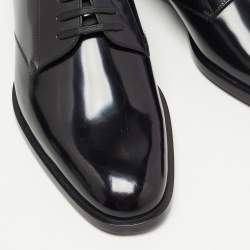 Pre Owned Saint Laurent Black Leather Lace Up Oxfords Size 43