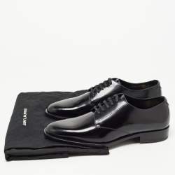 Pre Owned Saint Laurent Black Leather Lace Up Oxfords Size 43
