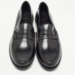 Saint Laurent Black Leather Slip On Loafers Size 43