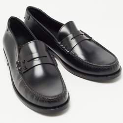 Saint Laurent Black Leather Slip On Loafers Size 43