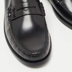 Saint Laurent Black Leather Slip On Loafers Size 43