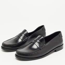 Saint Laurent Black Leather Slip On Loafers Size 43