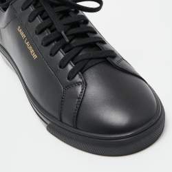 Pre Owned Saint Laurent Paris Black Leather Andy Low Top Sneakers Size 42