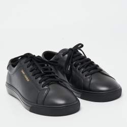 Pre Owned Saint Laurent Paris Black Leather Andy Low Top Sneakers Size 42
