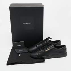 Pre Owned Saint Laurent Paris Black Leather Andy Low Top Sneakers Size 42