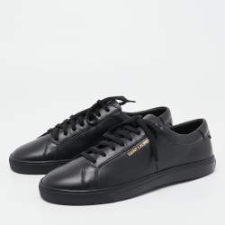 Pre Owned Saint Laurent Paris Black Leather Andy Low Top Sneakers Size 42