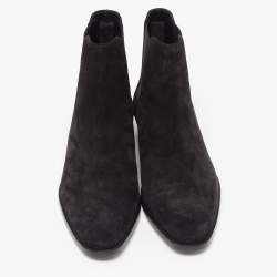 Saint Laurent Black Suede Ankle Length Chelsea Boots Size 45