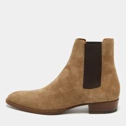 Saint Laurent Brown Suede Ankle Length Chelsea Boots Size 45