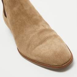 Saint Laurent Brown Suede Ankle Length Chelsea Boots Size 45